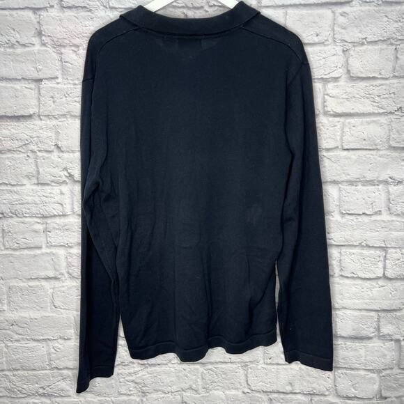 Structure Mens V-Neck Collared Knit Sweater Size XL Navy Blue Long Sleeve New - Picture 3 of 3